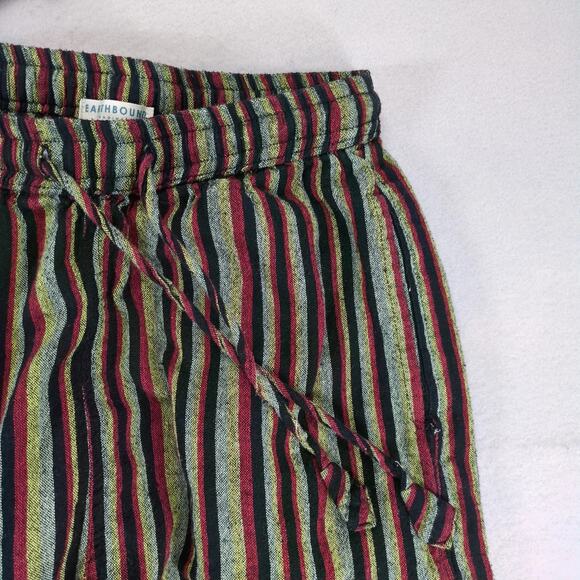Earthbound Trading Co Striped Cotton Pants Women's S Nepal Elastic Waist Hippie - Picture 9 of 10
